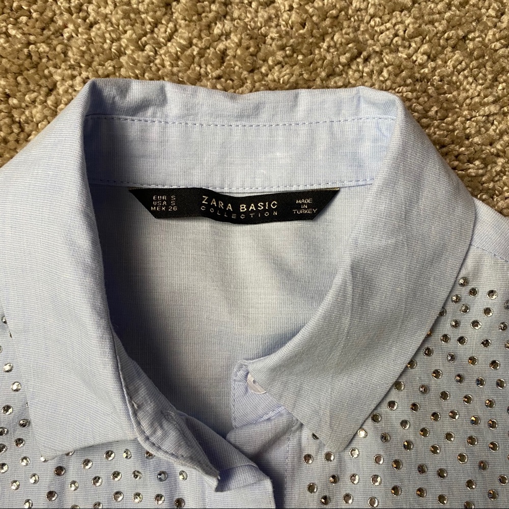 ZARA Rhinestone Embellished Button-Down Tunic S - Picture 3 of 6